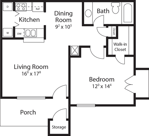 a floor plan of a house with a bedroom and a living room